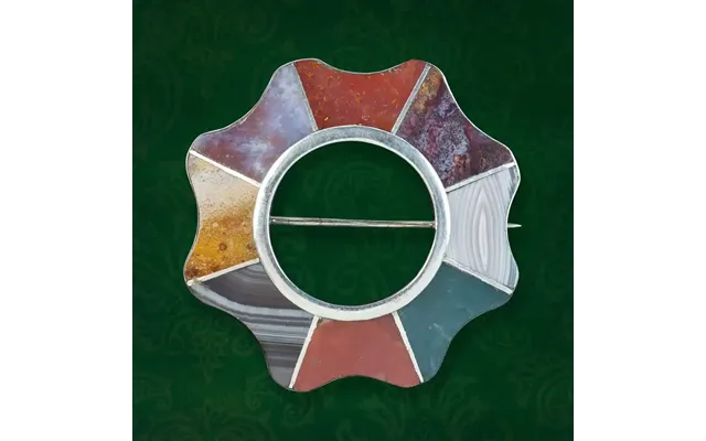 Antique Victorian Agate Scottish Brooch Silver product image