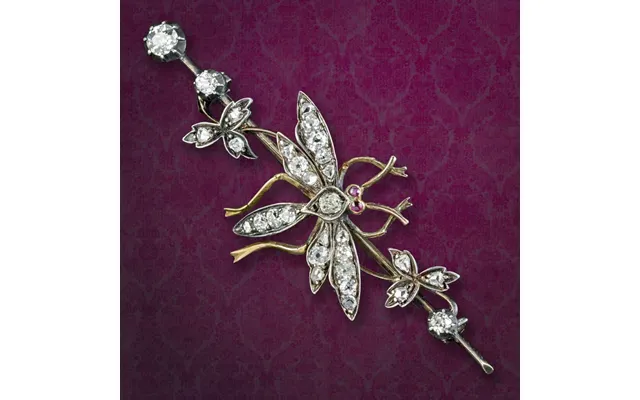 Antique Victorian Diamond Insect Bar Brooch Silver 18ct Gold