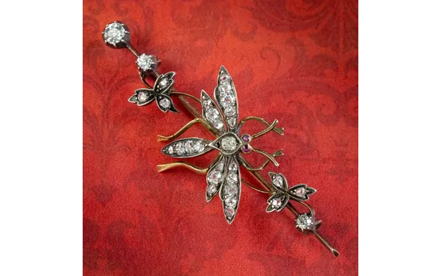 Antique Victorian Diamond Insect Brooch Silver 18ct Gold Circa 1900 product image