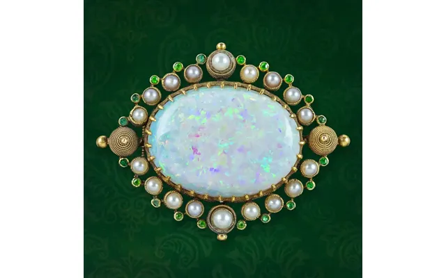 Antique Victorian Opal Brooch 15ct Gold Pearl Garnet 20ct Natural Opal product image