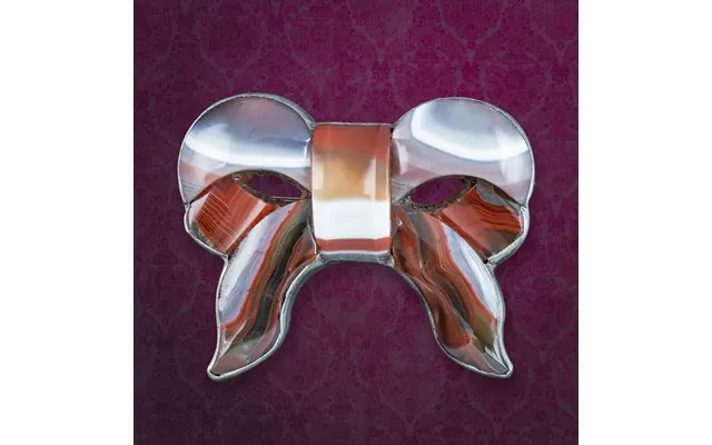 Antique Victorian Scottish Agate Bow Brooch Silver product image