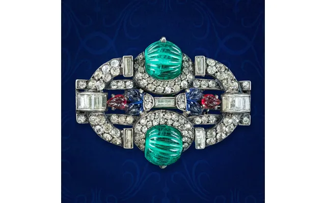 Art Deco Paste Tourmaline Brooch Silver product image