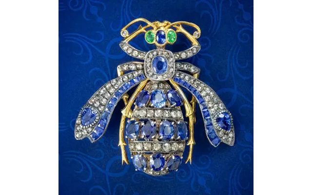 Art Deco Style Sapphire Diamond Bee Brooch 5.2ct Of Sapphire product image
