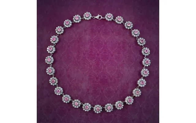 Edwardian Style Cz Riviere Necklace Sterling Silver