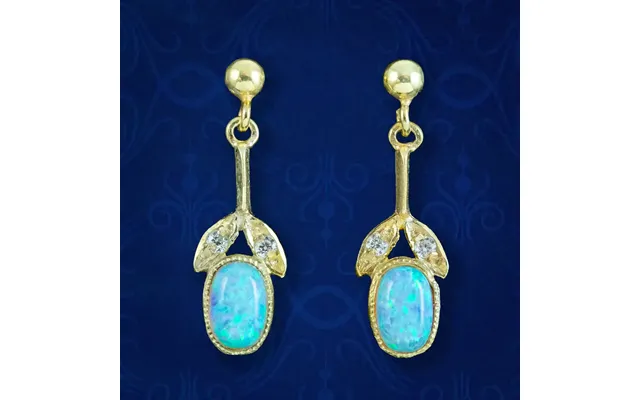 Edwardian Style Opal Drop Earrings Silver 18ct Gold Gilt
