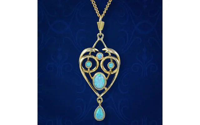 Victorian Style Opal Pendant Necklace 18ct Gold On Sterling Silver