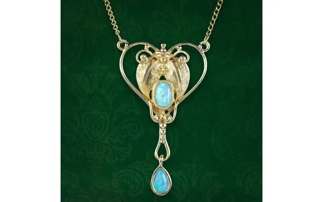 Victorian Style Opal Pendant Necklace Silver 18ct Gold