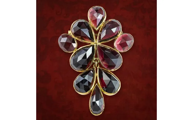 Vintage Almandine Garnet Brooch Pendant 14ct Gold product image