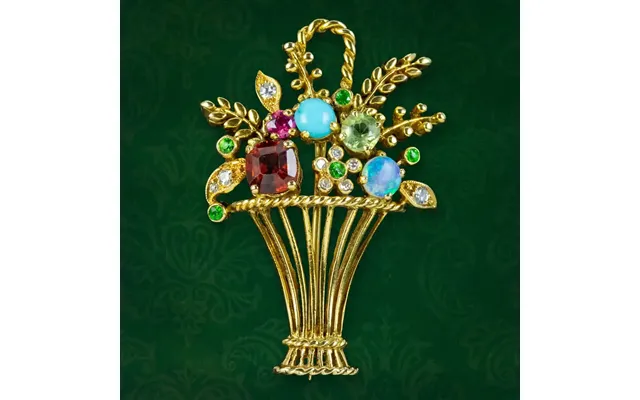 Vintage Flower Basket Brooch Giardinetti 18ct Gold product image