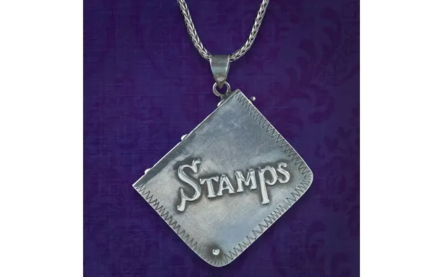 Vintage Stamp Book Pendant Necklace Sterling Silver