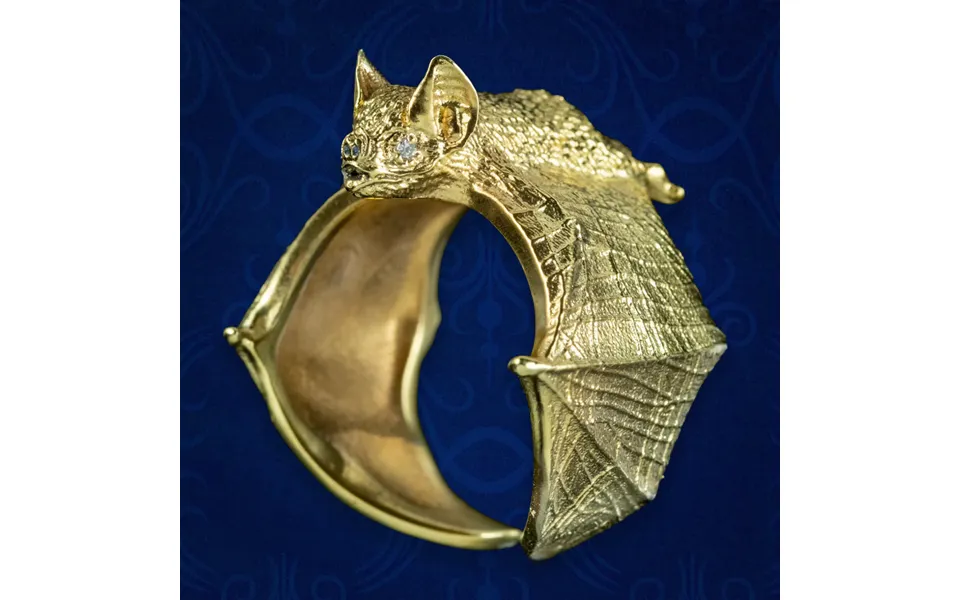 Vintage Style Diamond Bat Ring Sterling Silver 18ct Gold Gilt