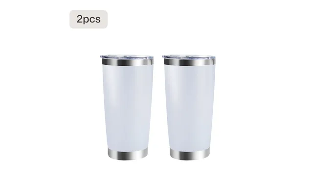 Coated Stainless Steel Tumbler With Lid 1pcs 2pcs - White 2 Pcs