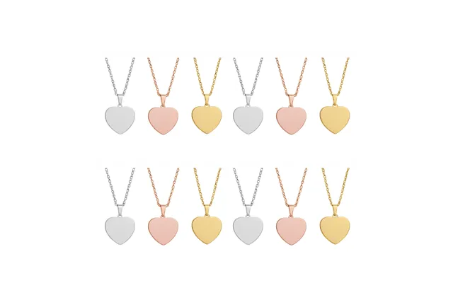 Stainless Steel Heart-shaped Pendant Necklace 12pcs