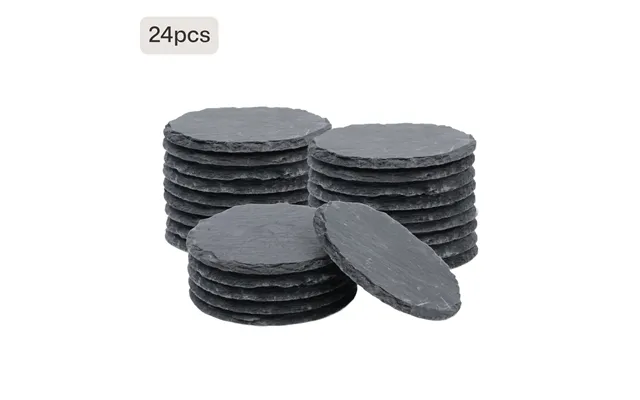Stone Slate Coasters Circle Black 6pcs 24pcs - Stone Slate Coasters Circle 24 Pcs