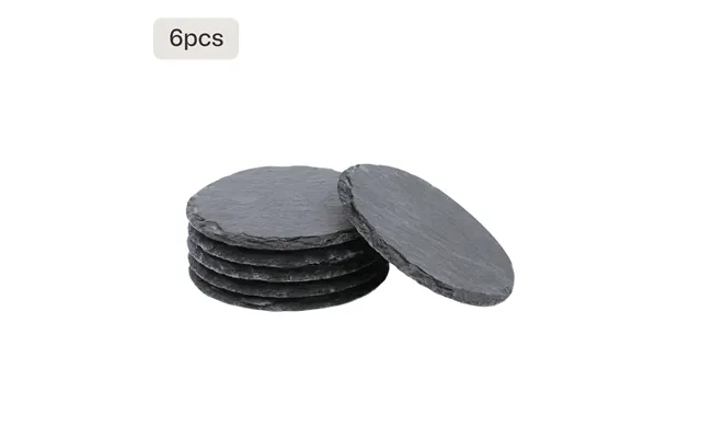 Stone Slate Coasters Circle Black 6pcs 24pcs - Stone Slate Coasters Circle 6 Pcs
