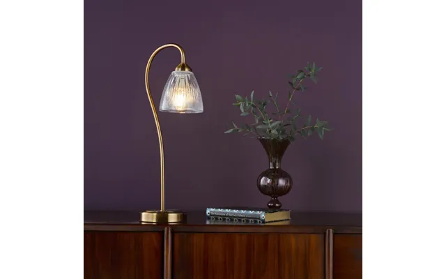 Dar Lighting Glynis Table Lamp In Antique Bronze With Ribbed Glass Shade