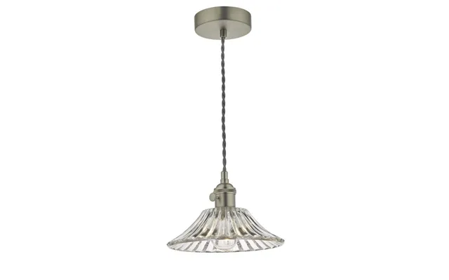 Dar Lighting Hadano Single Ceiling Pendant Light In Antique Chrome With Flared Glass Shade