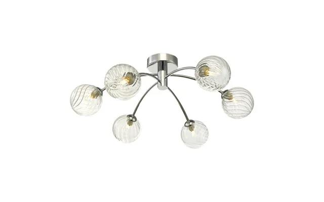 Dar Lighting Izz0650-03 Izzy 6 Light Semi Flush In Polished Chrome With Twisted Glass
