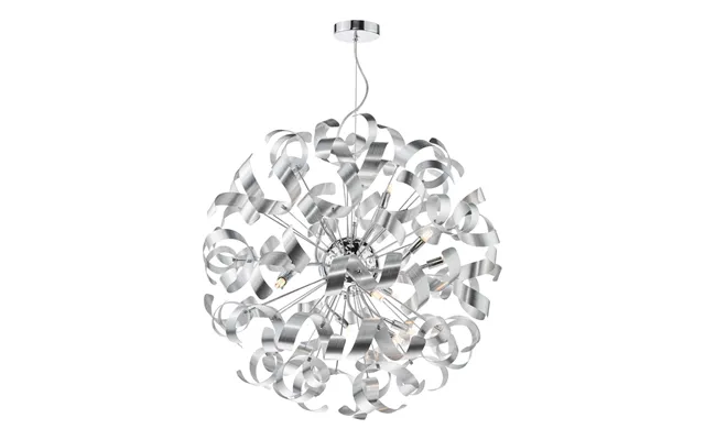 Dar Lighting Swash 12 Light Ceiling Pendant In Chrome With Aluminium Ribbons