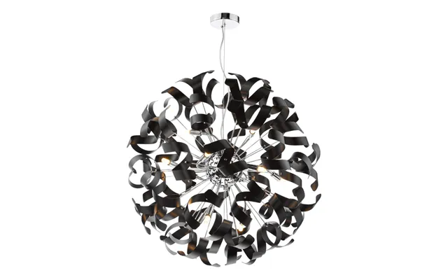Dar Lighting Swash 12 Light Ceiling Pendant In Chrome With Black Ribbons