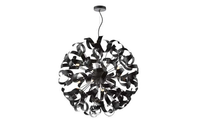 Dar Lighting Swash 12 Light Ceiling Pendant In Matt Black With Black Ribbons