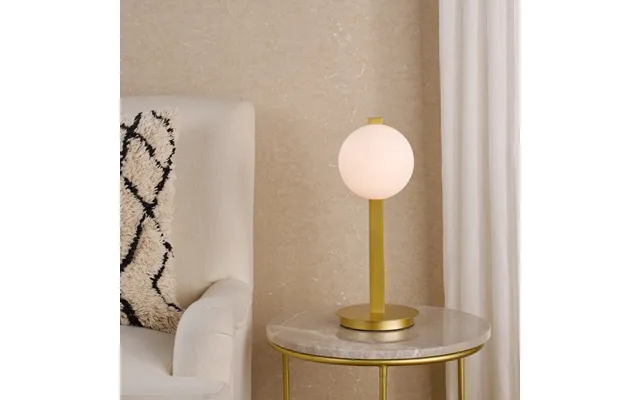 Dar Lighting Tauri Table Lamp In Matt Gold With Opal Glass Shade
