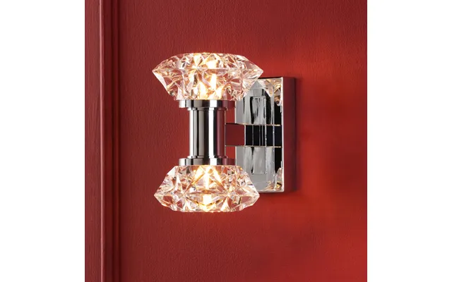 Dar Lighting Tiana 2 Light Wall Light In Polished Chrome With Crystal Effect Shades