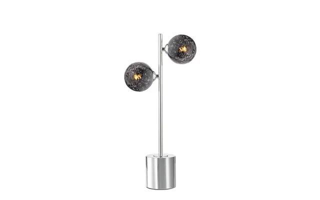 Dar Wisebuys Spiral 2 Light Table Lamp In Polished Chrome With Black Confetti Glass