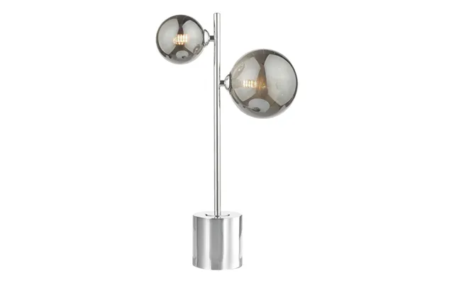 Dar Wisebuys Spiral 2 Light Table Lamp In Polished Chrome With Smoked Glass