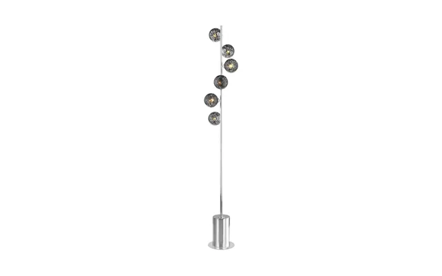 Dar Wisebuys Spiral 6 Light Floor Lamp In Polished Chrome With Black Confetti Glass