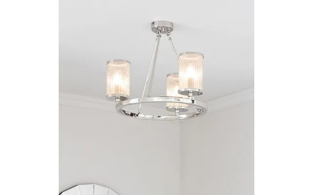 Endon 76261 Easton 3 Light Semi Flush Ceiling Light In Nickel Plate
