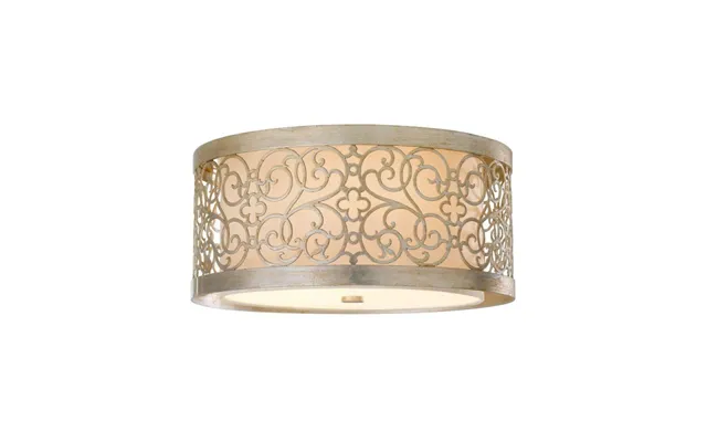 Fe Arabesque F 2 Light Silver Leaf Flush Ceiling Light