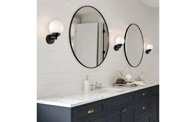 Firstlight 2872bk Louis Wall Light In Black Finish With Opal Glass Ip44