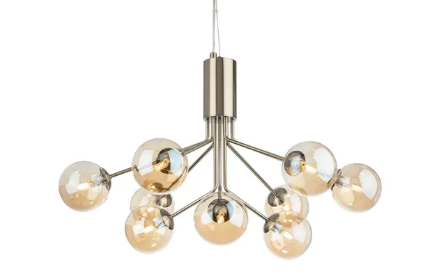 Firstlight 2890ab Montana 9 Light Ceiling Pendant Light In Antique Brass With Amber Glass Shade