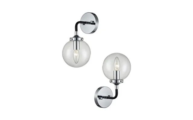 Franklite Reaction Fl2369 1 One Light Wall Light In Matt Black And Chrome With Clear Glass Sphere