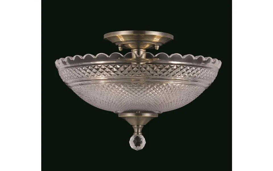 Impex Sc911241 B Two Lt Glass Crystal Semi Flush Ceiling Fitting - Product Finish Satin Nickel Finish