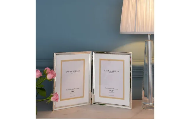 Laura Ashley Boxed Double Photo Frame In Polished Silver Finish 5x7 Inch