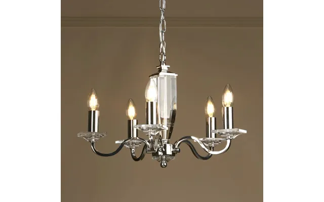 Laura Ashley Carson Crystal Glass 5 Light Chandelier In Polished Nickel Finish