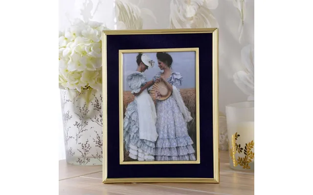 Laura Ashley Harrison Photo Frame In Brushed Brass And Blue Finish 4 X 6