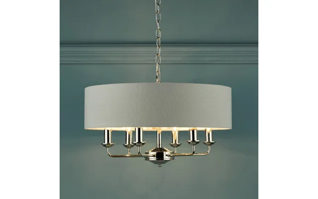 Laura Ashley Sorrento 6 Light Armed Fitting Ceiling Light In Polished Nickel With Silver Shade