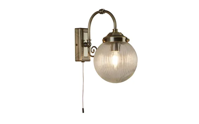 Searchlight 3259ab Belvue One Light Wall Light In Antique Brass With Round Ribbed Glass Shade