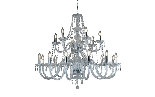 Searchlight Large 18 Arm Two Tier Crystal Chandelier Ceiling Light In Polished Chrome