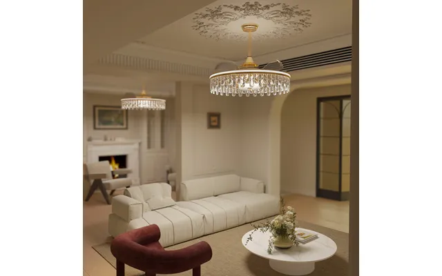Ceiling Fan With Light Gold Crystal Design & Adjustable Color Temperature