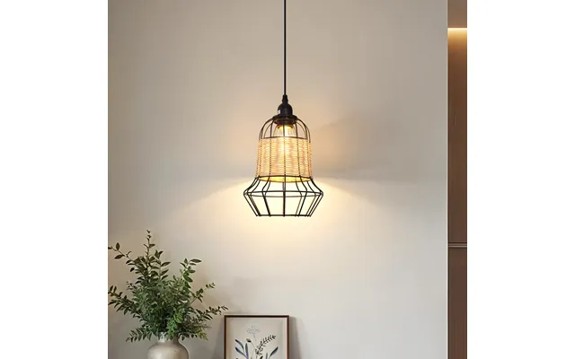 Glyph-glyph - Rattan & Iron Bar Pendant Light Basket-weave Kitchen Island Lighting