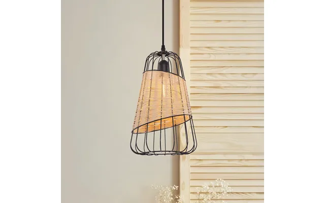 Glyph-lantern-inspired Iron Rattan Pendant Light For Cozy Natural Elegance