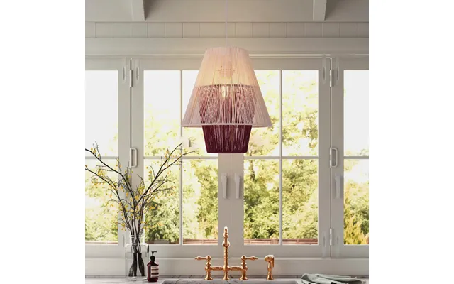 Modern White Pendant Light With Purple Paper Rope Design