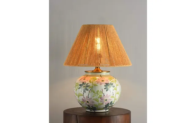 Round Floral Ceramic Table Lamp