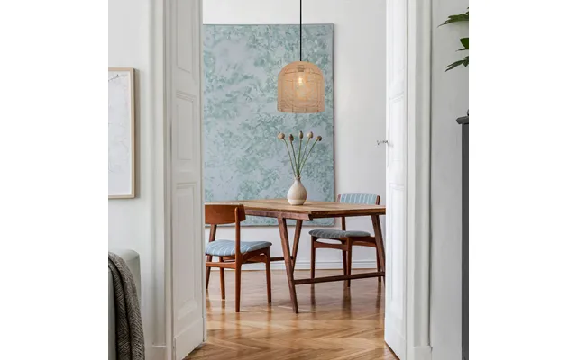 Rustic Woven Rattan And Iron Dome Pendant Light For Cozy Spaces