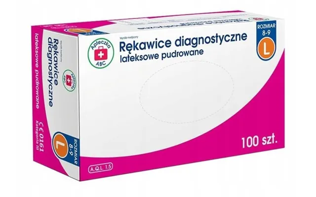 Abc First Aid Kit Powdered Latex Diagnostic Gloves Size L - 100 Pieces