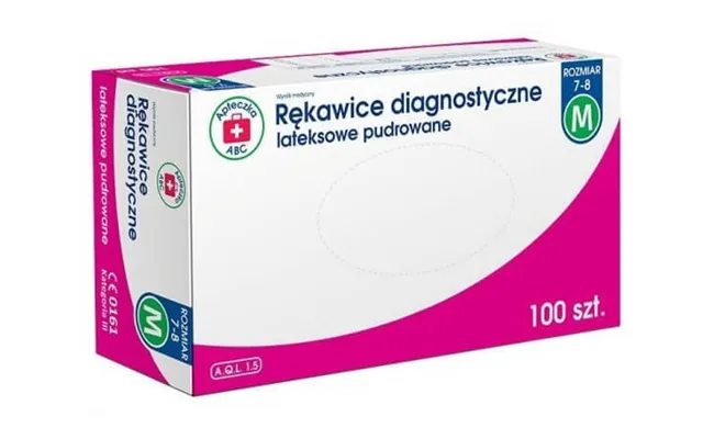 Abc First Aid Kit Powdered Latex Diagnostic Gloves Size M - 100 Pieces